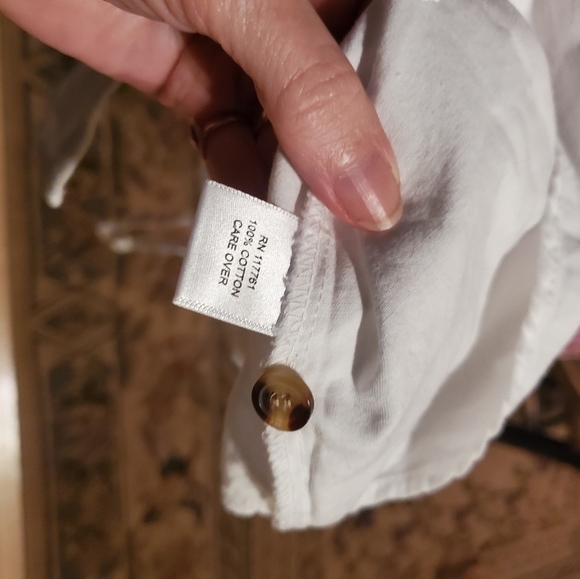 MPH Collection White 3/4 Sleeve Belted Buttoned Sz.‎ L Dress w Pockets - Picture 8 of 9